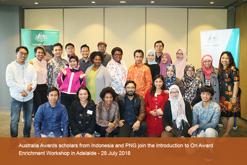 Australia Awards scholars from Indonesia and PNG join the Introduction to On Award Enrichment Workshop in Adelaide