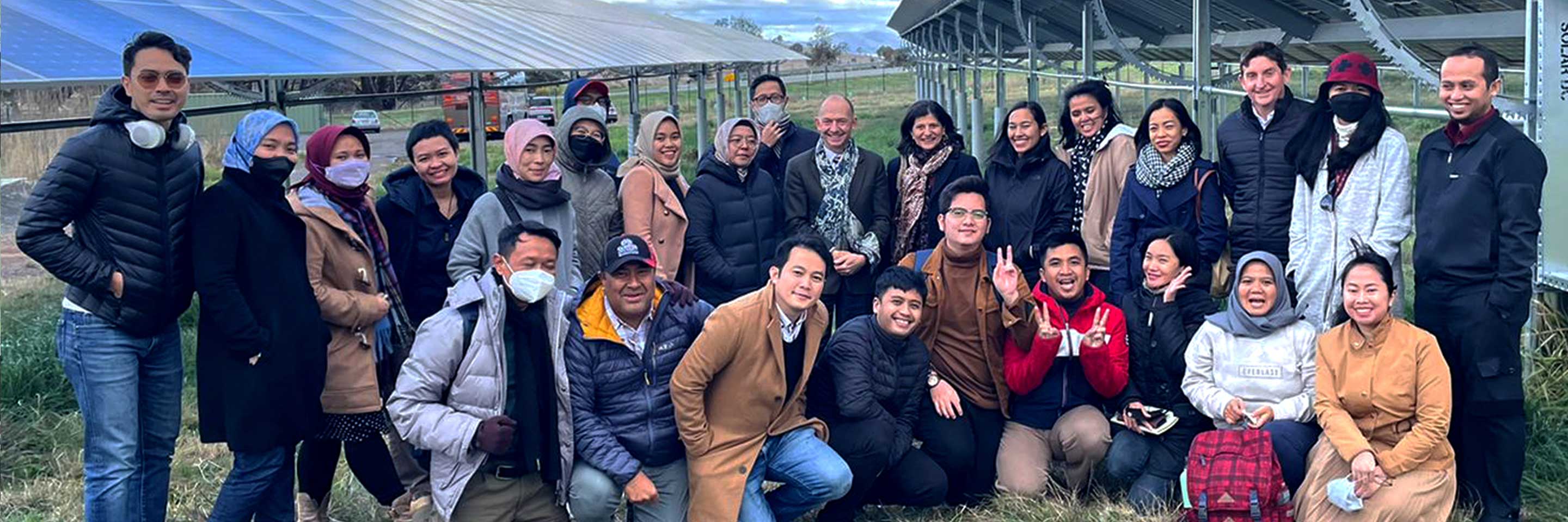 Participants of the Australia Awards Short Course on Climate Finance visit Solar Share in Canberra to learn best practices and lessons from managing a solar farm run by the communities