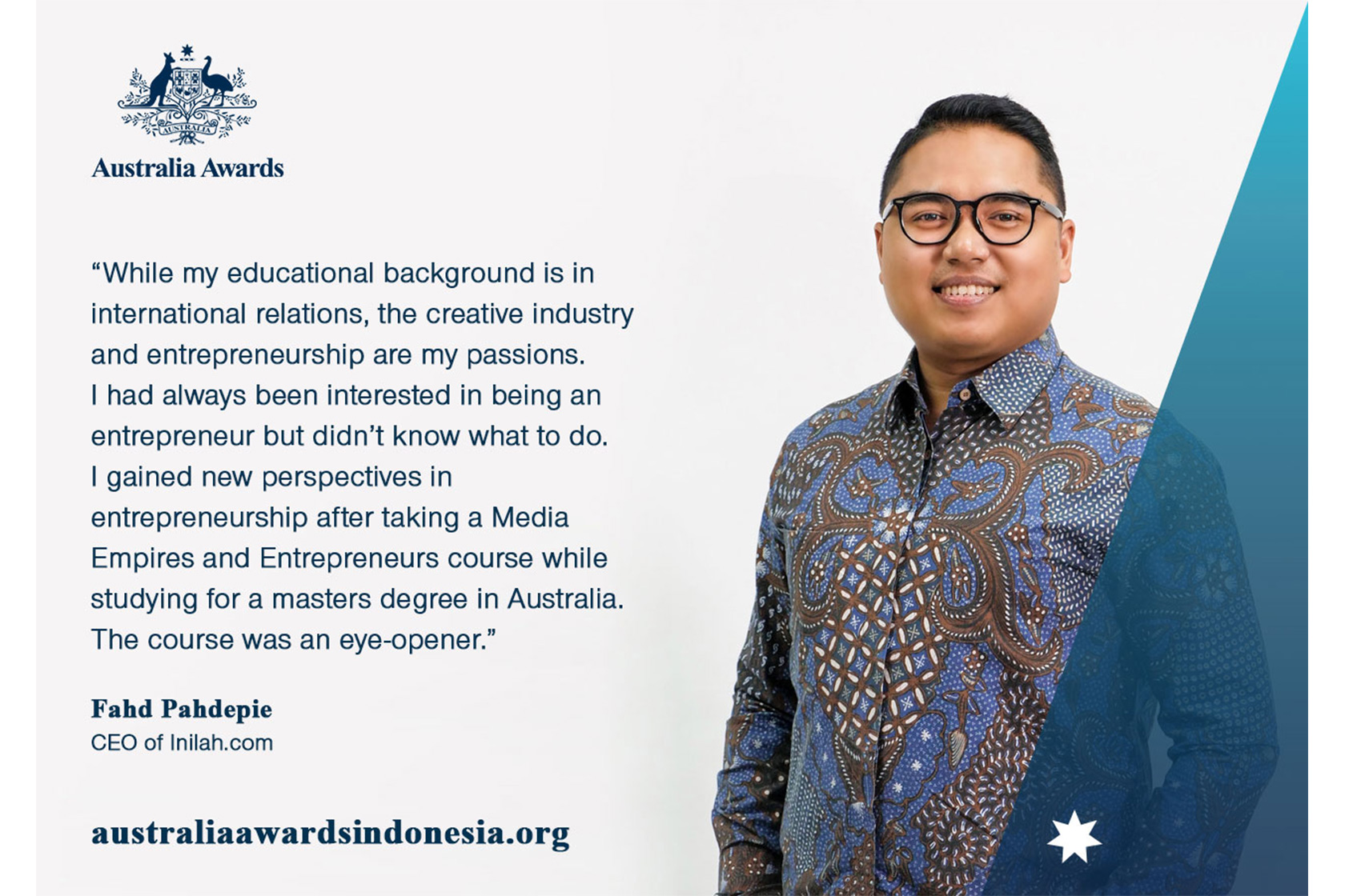 A testimonial from Fahd Pahdepie about his experience studying and living in Australia