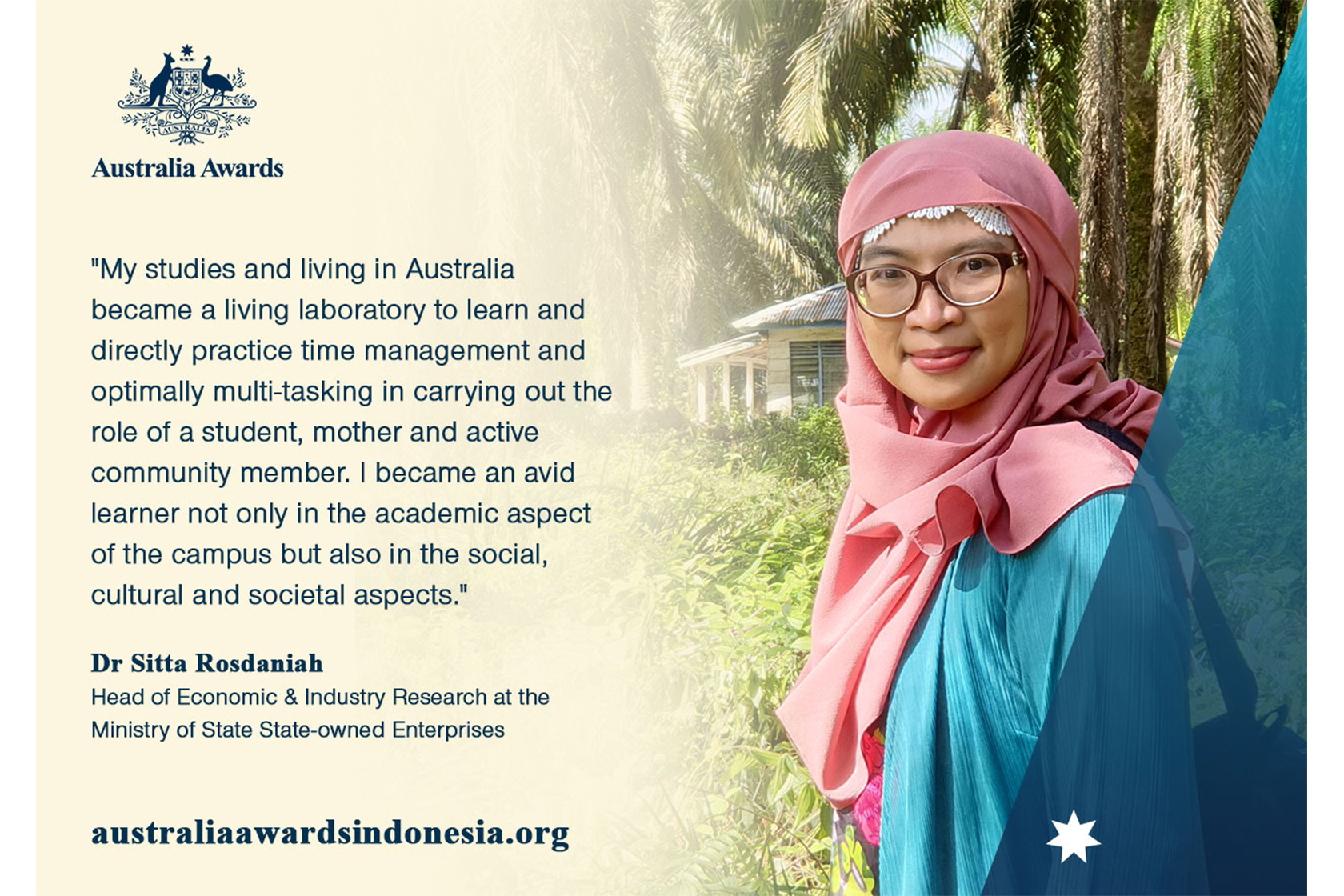 A testimonial from Dr Sitta Rosdaniah about her experience studying and living in Australia