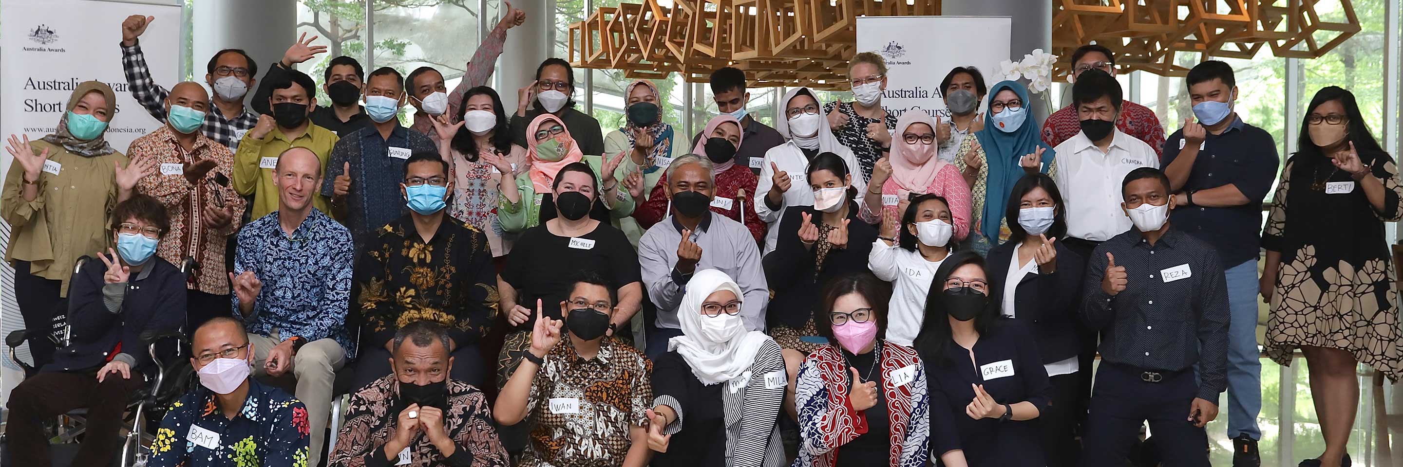 Emerging leaders from the Organisations for People with Disabilities (OPDs) and the Government of Indonesia agencies attend a short course on the role of government and OPDs in the implementation of policy reform for inclusive development