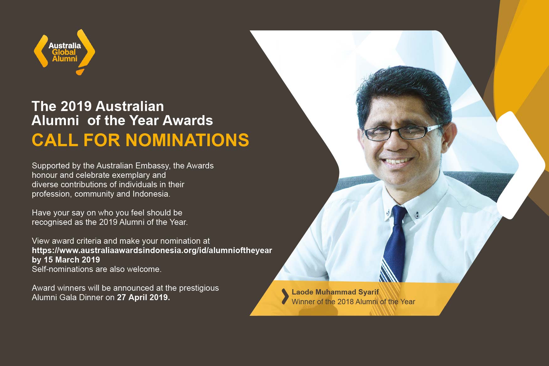 Call for Nominations: The 2019 Australian Alumni of the Year Awards!
