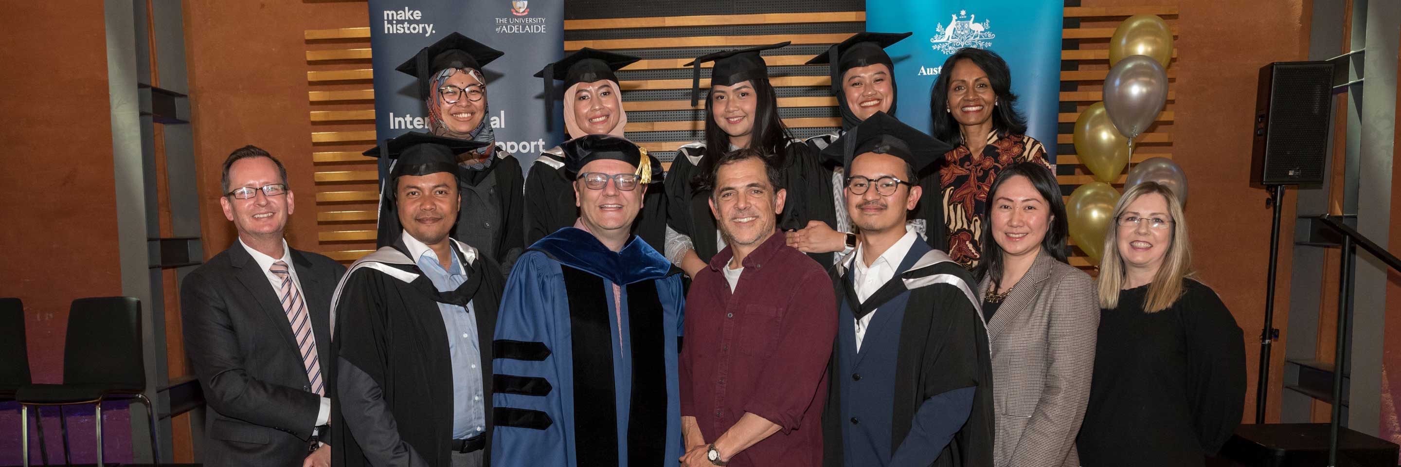 Our Split-Site Masters Program (SSMP) scholars celebrate graduation from the University of Adelaide. The SSMP consists of 12 months of study at an Indonesian university, followed by 12 months at an Australian university, leading to awarding of two related